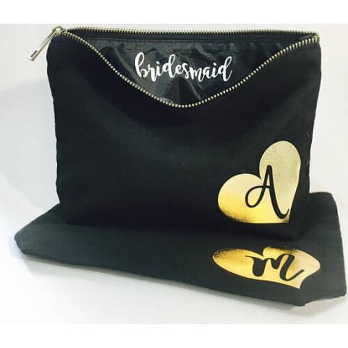 Custom title initial wedding bride Bridesmaid Makeup Gift Make Up comestic Bags kits zipper pouches Christmas Birthday gift