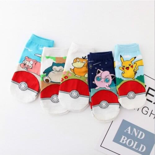 TAKARA TOMY Pokemon Pikachu Figure Cotton Socks Pokemon Squirtle Charmander Bulbasaur Anime Cosplay Men Women Ankle Cotton Socks