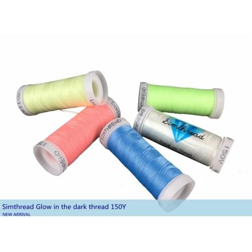 New arrival Simthread glow in the dark embroidery thread 150Y x 5 assorted colors for beginners