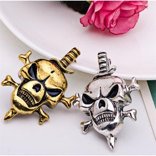 New Skeleton Design Pop Punk Style Brooches for Women Men Skull Broches mujer Pins Crystal Sword Broches para ropa Jewelry Gift