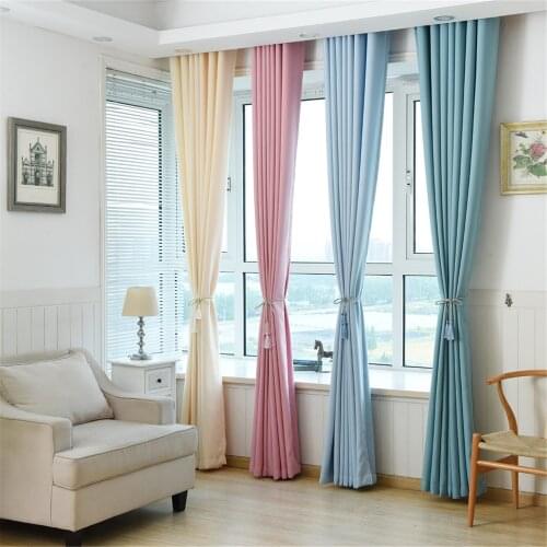 Solid Color Blackout Window Curtains For Living Room Bedroom Custom Made 4 Color Soft Hand Feeling Window Treatments