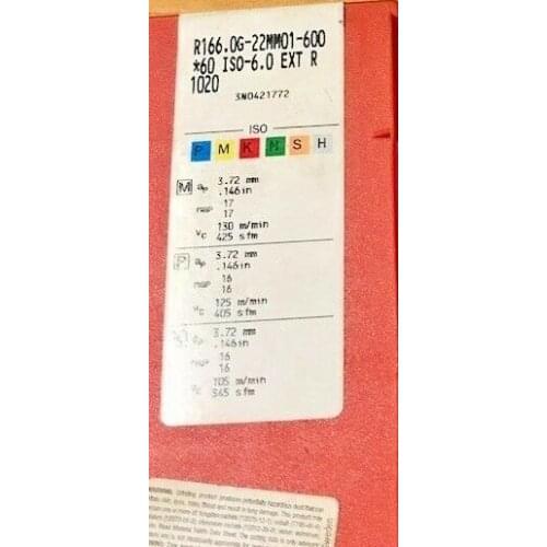 ORIGINAL 10PCS CARBIDE INSERT R166.0G-22MM01-600 1020