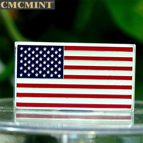 1 Oz .100 Mils Silver Plated Usa Flag Bar B32