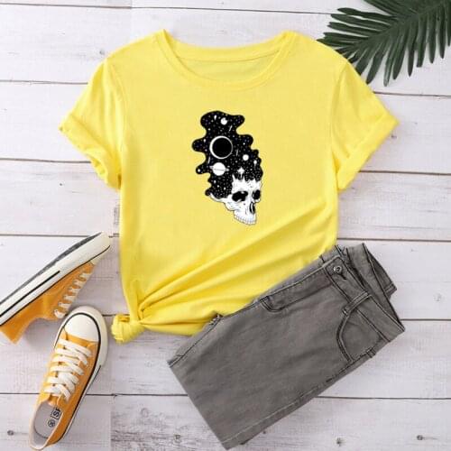 Casual Woman Tshirt Skulls Tee Female Top Tee Shirts Harajuku Graphic T Shirts Woman