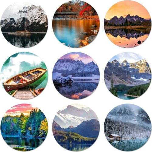Natural scenery lake Icons Pins Badge Decoration Brooches Metal Badges For Backpack Decoration