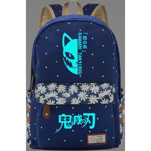 New Luminous Anime Demon Slayer Prints Boys Girl Kids Book Bags Women Flower Laptop Travel Backpack Canvas Men Bagpack Schoolbag