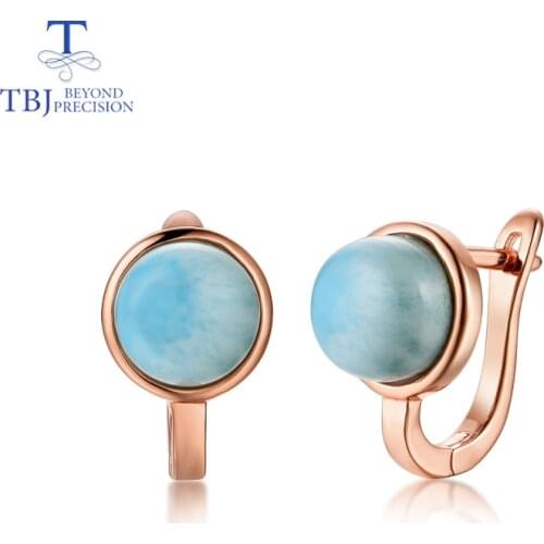 Rose color 925 sterling silver larimar earring natural gemstone simple small dots design suitable for girl daily and party wear