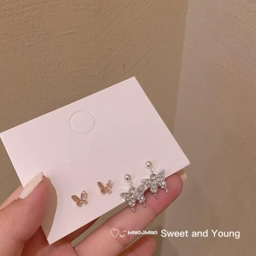 Super Fairy S925 Three-Dimensional Butterfly Earrings Simple And Compact Temperament Fashionable Atmosphere Mini Earring Women