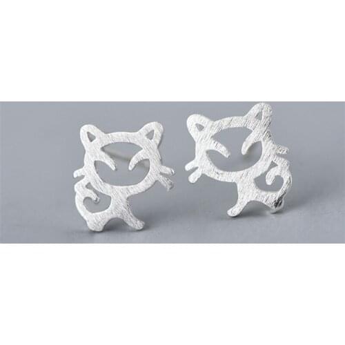 925 Sterling Silver Cat Stud Earring for Women Wedding Jewelry Simple Earring Pendientes Bijoux eh1104
