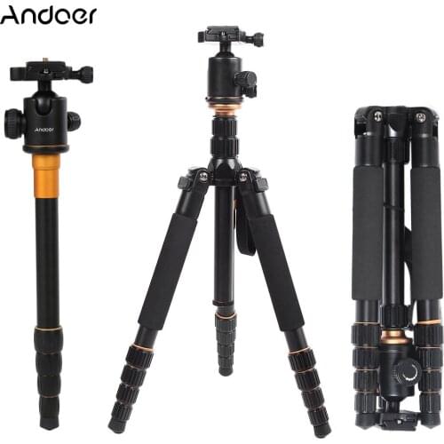 Andoer Aluminium Alloy Foldable Portable Extendable Tripod Unipod Monopod with Ball Head for Canon Nikon Sony DSLR Camera