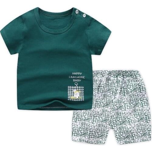Casual Kids Clothes Set Clothing Green Cool Boy T-shirt + Shorts Clothing Boys Tracksuit Children Baby Clothes children clothes