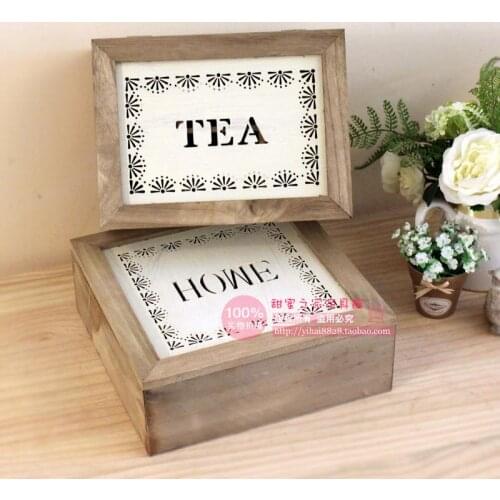 Dried wood creative sub-grid box grid nine American tea box with lid storage box jewelry six grid categorized