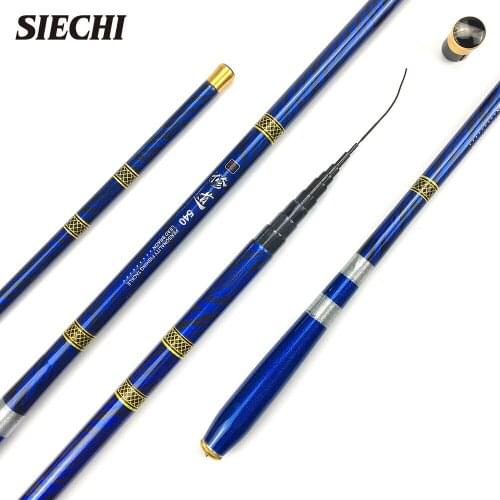 SIECHI New Carbon Fiber Telescopic Fishing Rod Pesca Stream Hand Pole Carp Ultralight Super hard Travel 3.6/4.5/5.4/6.3/7.2M