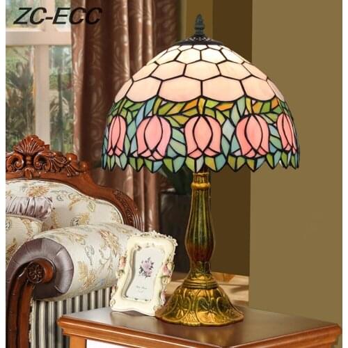 ZC-ECC European style stained glass living room dining room bedroom bedside table lamp bar club decoration lamp Free Shipping