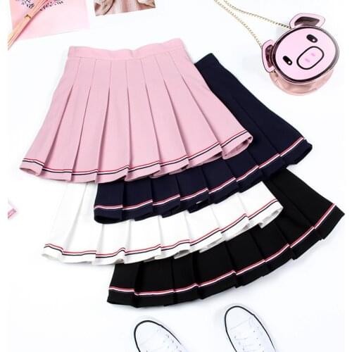 2020 High Waist Skirt New College Style Pleated Skirt Female Summer Elastic Waist All-match Skirt Soft Sister Dance Skirt