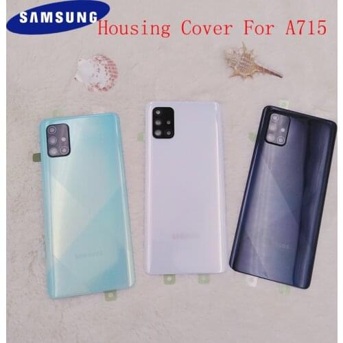 Samsung A71 5G Back Cover Rear Battery Door Housing Case For Galaxy A715 A715F SM-A7160 Panel Replacement Parts With Camera Lens