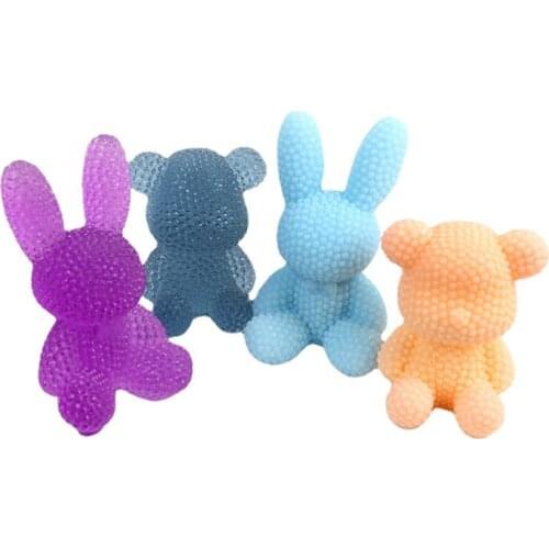 Mirror Diamond Bear Rabbit Epoxy Resin Silicone Mold for DIY Handmade Ornaments Plaster Candle Jewelry Kidstoys Key Chain Mould