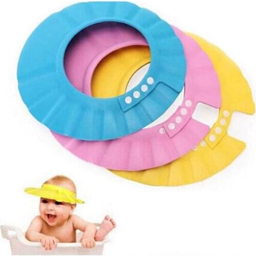 Lot 1/10PCS Child Waterproof Cap Safe Baby Shower Cap Kids Bath Visor Hat Adjustable Children Shower Cap Protect Eyes Hair