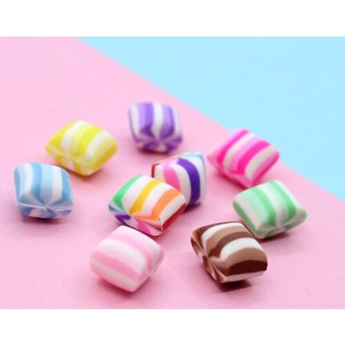 10pcs Resin Stripe Candy Multicolor Sugar Supplies Charms Crystal Slime Toys Accessories Phone Case Decoration Craft Ornament