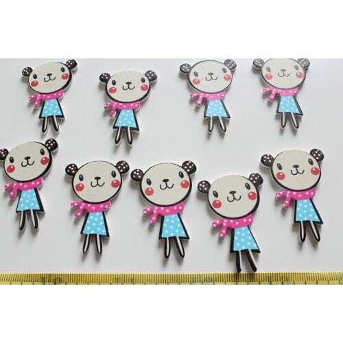 100PCS Large kawaii lovely girl wooden Cabochons Pendants for diy jewelry ,scrapbook,bags,craft mix color