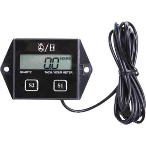 1x Waterproof Digital Engine Tach Hour Meter Tachometer Gauge Engine RPM LCD Display For Motorcycle Motor Stroke Engine Car Boat