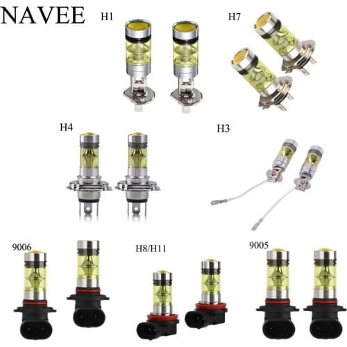 2pcs/set Car H1/H3/H4/H7/H8(H11)/9005/9006 2828MSD LED Headlight Auto LED Fog Light Gold 20LED 100W Super Bright Car Lamp Bulb