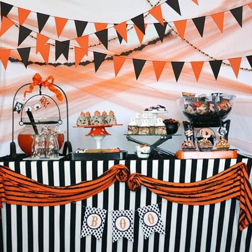3M Halloween Black Orange Fabric Bunting Pennant Flags Banner Garland Home Halloween Party DIY Decoration