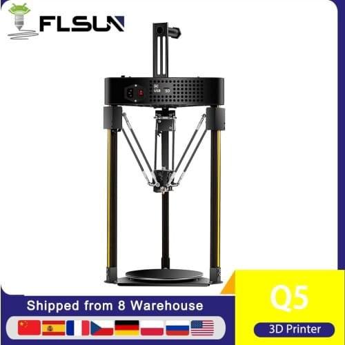 FLSUN Q5 Delta 3D Printer TMC2208 Silent Driver with Full Color Touchscreen Lattice Glass Platform Auto Leveling Resume Printing