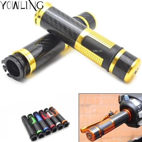 7/8" Universal Motorcycle Handlebar CNC Carbon Fiber Handle Hand Grips Bars Ends For YAMAHA R1 YZF-R6 YZF-R1M V-MAX MT-25 MT-03