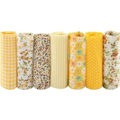 7pcs/set 25cmx25cm Square Cotton Fabric Printed Cloth Sewing Fabrics for Patchwork Needlework DIY Handmade Material