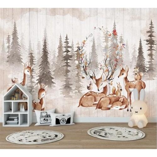 Beibehang papier peint Custom moderne minimalistischen fashion wald retro elch kinder hintergrund papel de parede 3d tapete