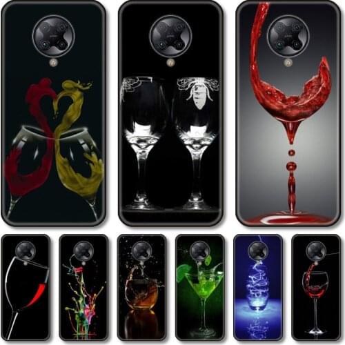 Wine glass Phone Case For xiaomi M2 C3 X3 F2 Lite NFC 6 5 x Poco k30 Pro Anime Black Cover Silicone Back Pretty tpu