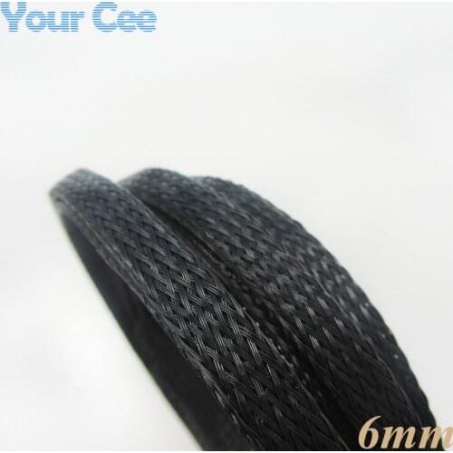 1M Black Nylon Braided Cable Sleeving Shielding Sheathing Auto Wire Harnessing 6MM