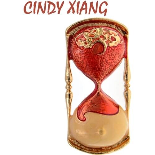 CINDY XIANG Enamel Time Funnel Brooch Bag Badages Creative Funny Pin 2 Colors Available Teenager Accessories