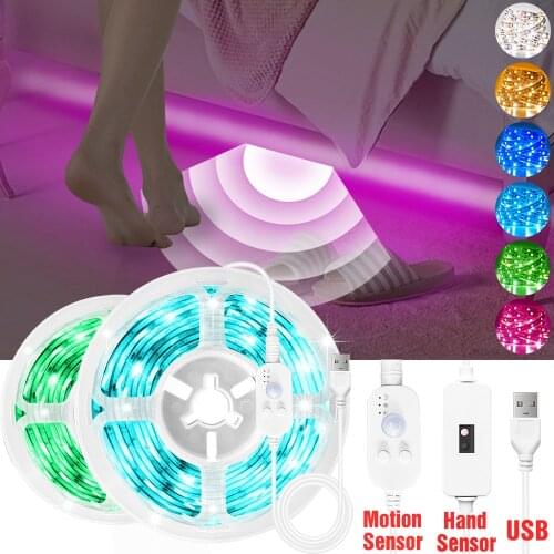 Motion Sensor LED Light Strip Hand Sweep Sensor Dimmable SMD2835 5V 2A USB TV Backlight Kitchen Tape Diode Night Lamp 0.5M - 5M