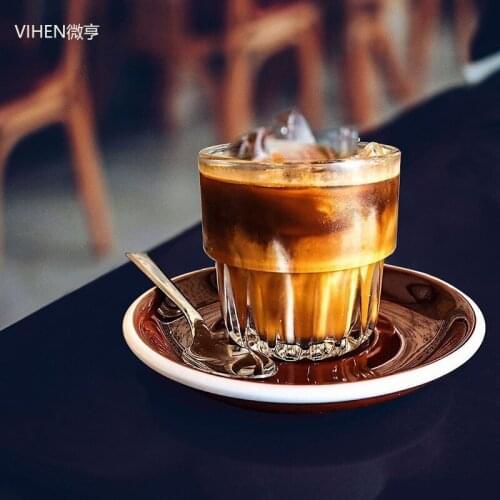 Web celebrity coffee cup ins small wind transparent glass Japanese American retro ice mocha latte cup white cup in Australia