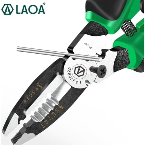 LAOA 9inch Multifunctional Long Nose Pliers Electrician Wire stripping Pliers 6IN1 Decrustation Pliers