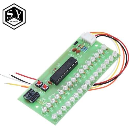 MCU Adjustable Display Pattern LED VU Meter Level Indicator Amplifier Audio 16 LED Dual Channel Green lamp light DC 8V to 12V
