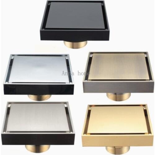 Brass Shower Drain Bathroom Floor Drain Tile Insert Square Anti-odor Floor Waste Grates 100X100 DR187 bathroom drain gang