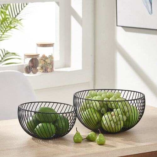 Nordic Style Metal Wire Fruit Bowl Wrought Iron Art Vegetable Storage Basket Snacks Container Kitchen Counter Organizer Hot