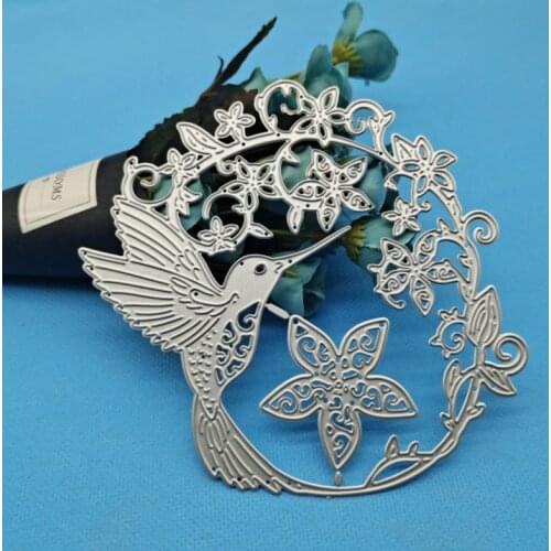Metal Flower Wreath Cutting Dies DIY Round Hummingbird Scrapbooking Craft Card Making Album Embossing Cuts Die Stencils