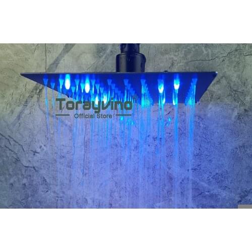Orb Bathroom Shower Head 8" 12"chuveiro De Led Rainfall Three Color Changes According To Water Temperature From Cold To Hot