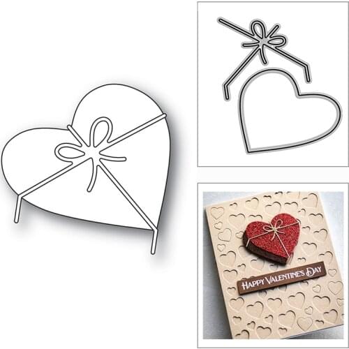 New Love Gift Heart Ribbon Bow 2020 Metal Cutting Dies for DIY Scrapbooking and Card Making Decorative Embossing Craft No Stamps