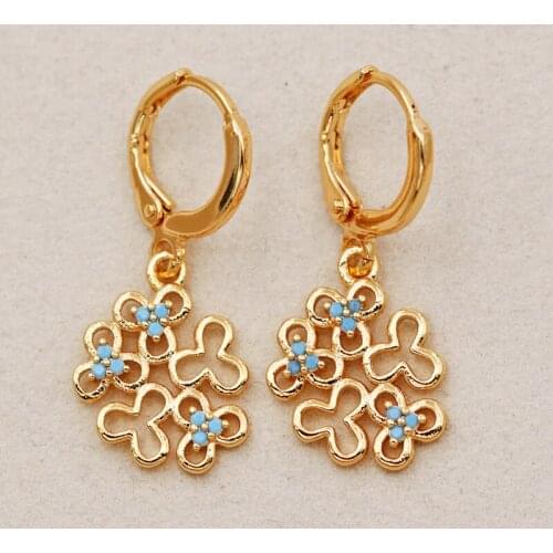 New Trendy Dangle Drop Gold Plated Earrings For Women Girls Four leaf clover Eardrop Fashion Jewelry Accessories Party Wedding G