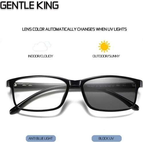 GENTLE KING New Design Photochromic Reading Glasses Men Women Blue Light Blocking Eyeglasses Frame