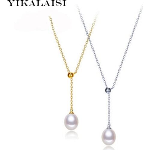 YIKALAISI 2017 Pearl Necklace Pearl Jewelry Natural Freshwater Pearl Adjustable Pendant 925 sterling silver Jewelry For Women