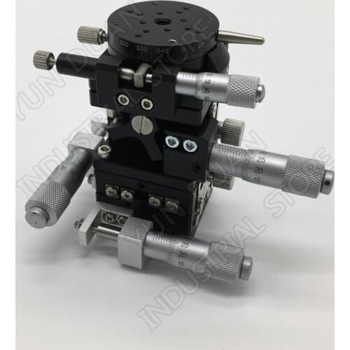 XYZR 4 Axis 40MM 1.6" Manual Trimming Platform V-rail Heavy load Linear Stages Vertical lift and Rotary Tuning sliding table 40
