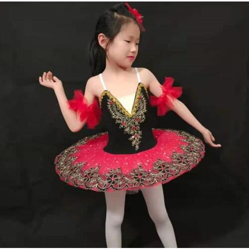 Red Professional Ballet Tutu Children Kids Adult Pancake Swan Lake Tutu Ballerina Women Girls Ballet Dance Figure Skating Dress