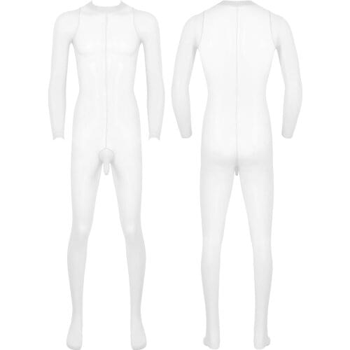 Gay Transparent Tights Full Bodystocking Men Lingerie Erotic See Through Sheer Open Penis Sheath Design Closed Toes Pantyhose