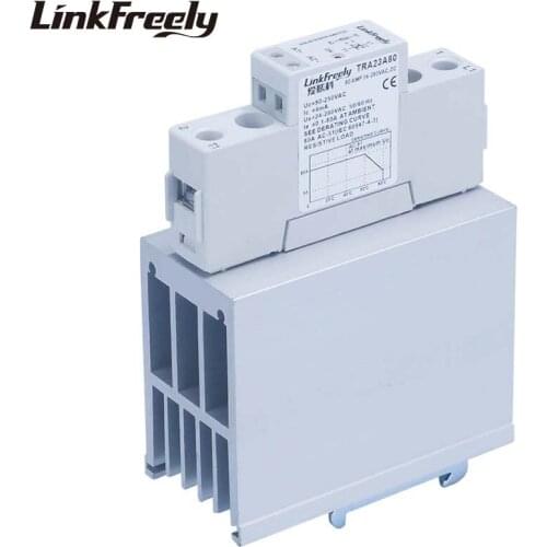 TRA23A80H 80A Heat Sink Solid State Relay AC AC 90-250VAC In Out 24-280VAC Voltage Control Relay Board& Module Din Rail